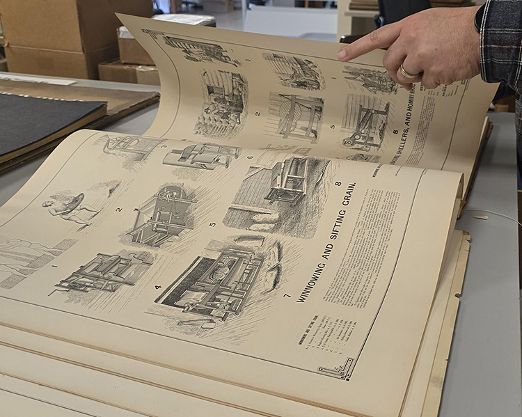 a page showing technology used for winnowing and sifting grain