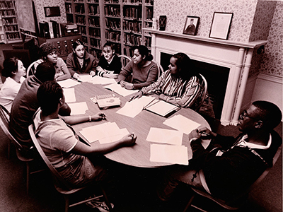 Members of the Afro-American Society meeting in the Russwurm African-American Center