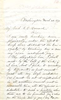 letter from Mary Ann Shadd Cary to Oliver Otis Howard, March 3, 1871, page 1