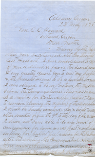 letter from Rev. Henry W. Stratton to Oliver Otis Howard, May 22, 1876, page 1