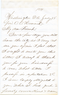 letter from Charles B. Purvis to Oliver Otis Howard, July 29, 1874, page 1
