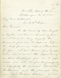 letter from W.T. Sherman to Oliver Otis Howard, December 18, 1863, page 1