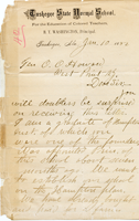 letter from Booker T. Washington to Oliver Otis Howard, January 10, 1882, page 1