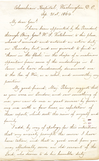 letter from Rev. William Vaux to Oliver Otis Howard, September 21, 1864, page 1