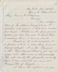 letter from Wm Oland Bourne to Oliver Otis Howard, November 21, 1865, page 1