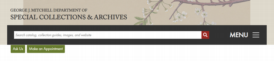 The search bar at the top of Special Collections and Archives pages.