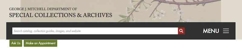 The search bar at the top of Special Collections and Archives pages