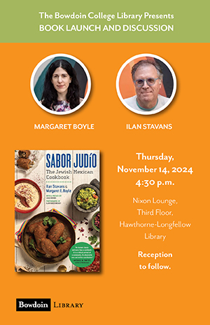 Please join us in Nixon Lounge, H-L Library as Margaret Boyle and Ilan Stavans discuss their new book: Sabor Judío – The Jewish Mexican Cookbook